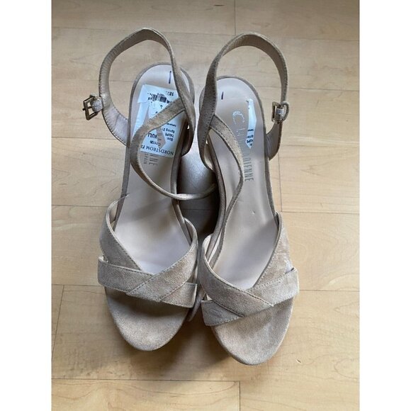 New La Canadienne platform wedge sandals taupe BNWT sz 38 Spain - Picture 2 of 7